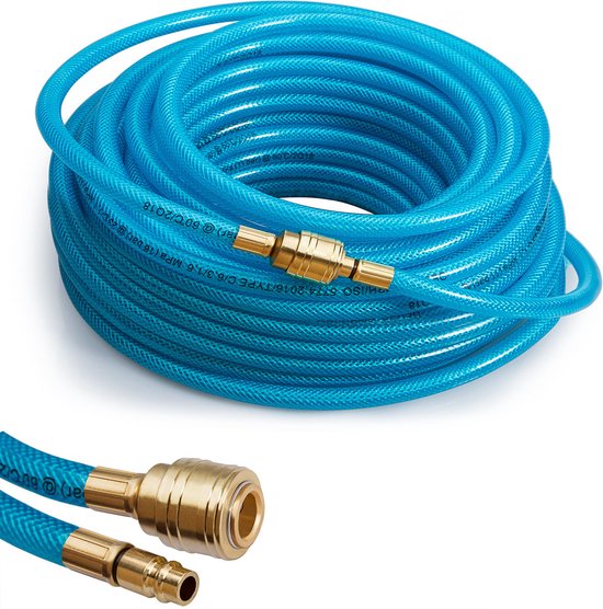 Deuba Persluchtslang 15m 15bar – Snelkoppeling 1/4-Aansluiting - Pvc