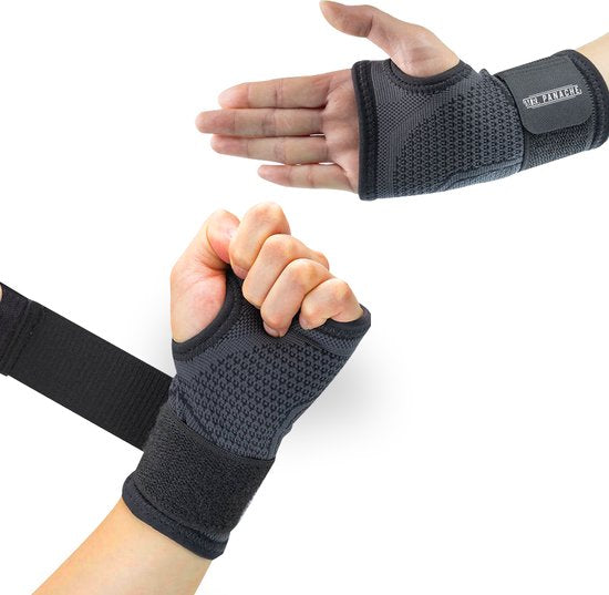 MR. PANACHE Polsbrace - Polsbrace rechts - Polsbrace links - Polsbrace Carpaal Tunnel Syndroom - Polsband - CTS Polsbandage - Duimbrace - RSI pols brace - Universele Polssteun - Hand brace sports - Krachttraining - Polsbeschermers - Maat M - Zwart