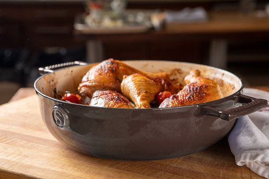 Saveur Voyage Hapjespan Ø30 cm – Gietijzer – PFAS-vrij – Geschikt voor Inductie en Oven – Grijs – Voor Braden – Stoven – Slowcooking