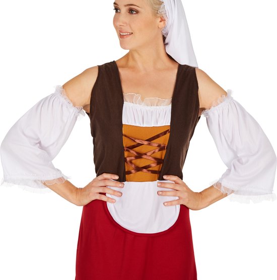 Dressforfun Vrouwenkostuum middeleeuwen meid XXL - verkleedkleding kostuum halloween verkleden feestkleding carnavalskleding carnaval feestkledij partykleding - 301194