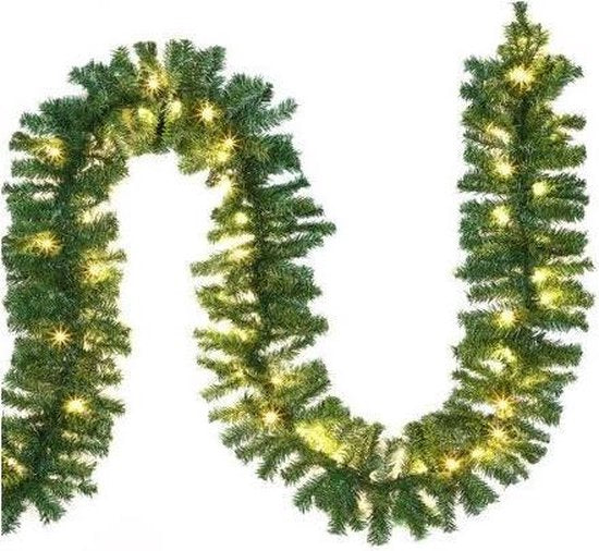 Casaria Kerstguirlande - 10m 200 LED´s-Dennennaalden Groen – Warm wit