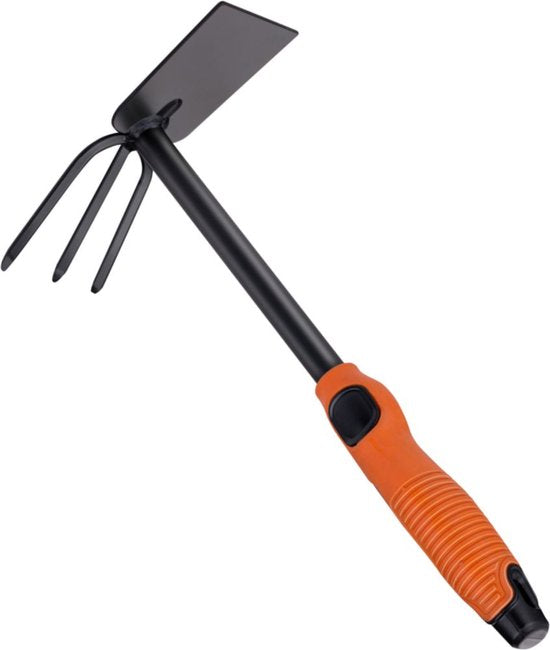 BLACK+DECKER Dubbele Schoffel - 3 Pinnen en Hak - 30 CM - Ergonomisch Handvat - Zwart/ Oranje