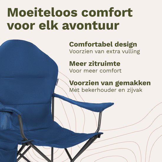 TRVLMORE Campingstoelen XXL - Opvouwbaar - 2-Pack - 160KG Draagvermogen - Incl. Draagtas - Klapstoel - Visstoel - Kampeerstoel - Vouwstoel - Blauw