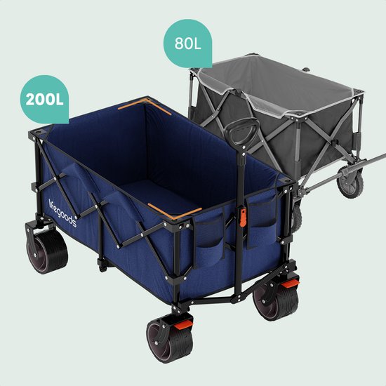 LifeGoods Bolderkar - XL - Opvouwbaar - 200L - 100KG Draagkracht - Blauw