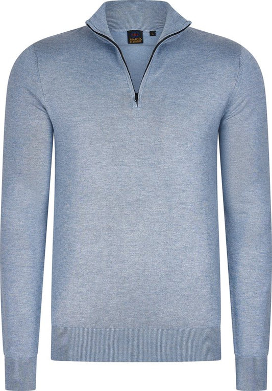 Mario Russo Mario Russo Half Zip Sweater lichtblauw L