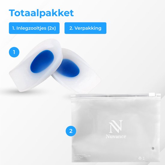 Nuvance - Hielspoor Zooltjes - Hielbeschermers - Inlegzolen - Hielspoor - 2 Stuks voor Maat 40-45 - Blauw