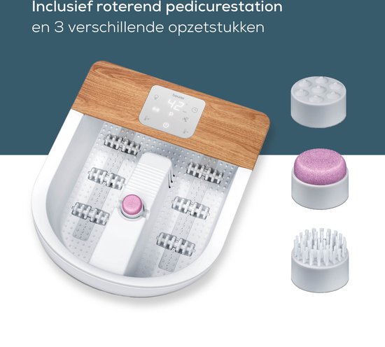 Beurer FB 65 Elektrisch voetenbad - Voetmassage - Trillings-en bubbelmassage - Aromatherapie - Infrarood - LED sfeerverlichting - Verwarming - Magnetische velden - Voetreflex rollers - 3 Pedicure-opzetstukken - Tot maat 51 - 3 Jaar garantie