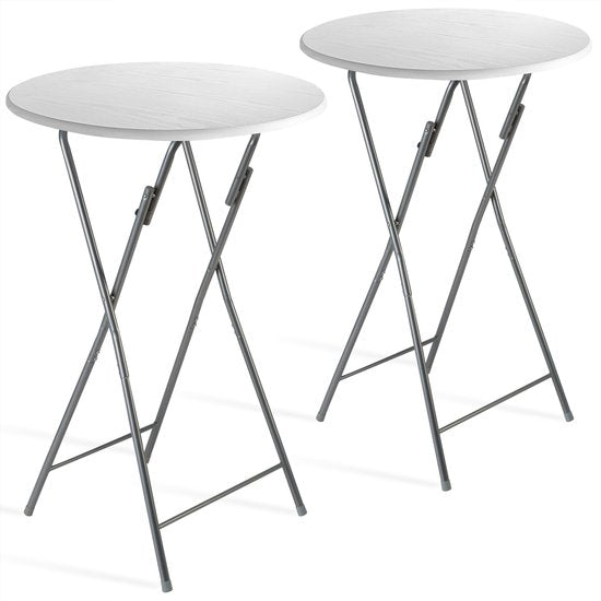 CASARIA Statafel Set van 2 - Inklapbaar houtlook 110cm Ø60cm - Wit
