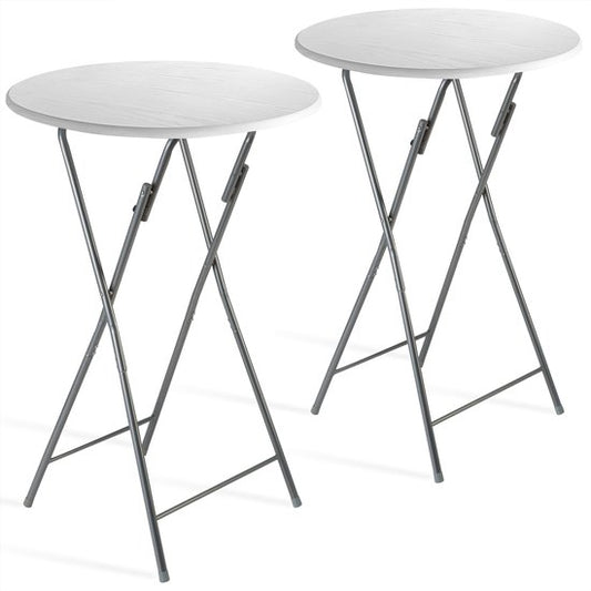 CASARIA Statafel Set van 2 - Inklapbaar houtlook 110cm Ø60cm - Wit