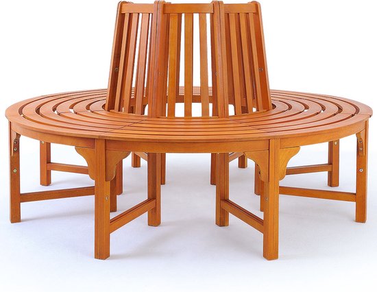 Casaria Elegante 360° Boombank van Duurzaam Eucalyptus Hardhout - 160 cm Diameter, 92 cm Hoog