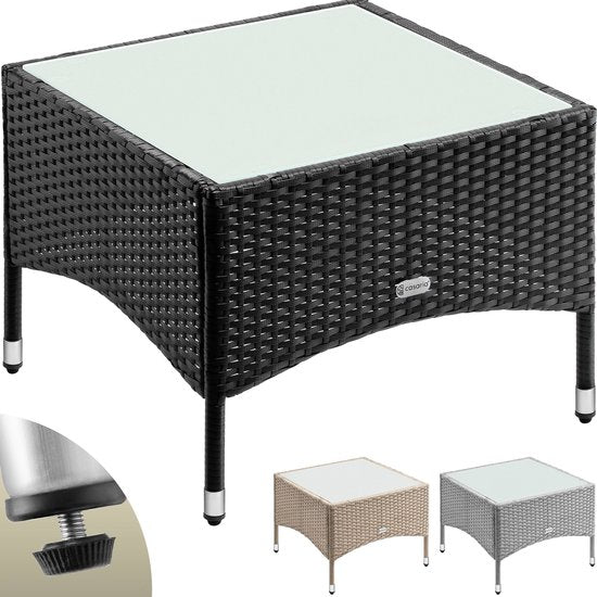 CASARIA Polyrattan Bijzettafel - Buiten 58x58x45cm - Zwart