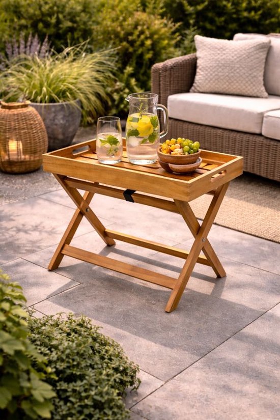 Ceruzo Bijzettafel Malibu – Inklapbaar – Dienblad – 50 cm – Paulownia Hout
