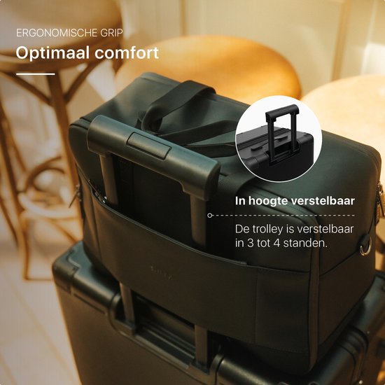 ONYX Hybrid Pro Handbagage Koffer met Voorvak 38 Liter - Gerecycled Polycarbonaat en Ritsloos Design - Reiskoffer met TSA slot en Spinner wielen - Lichtgewicht Trolley met Laptopvak - Onyx Black