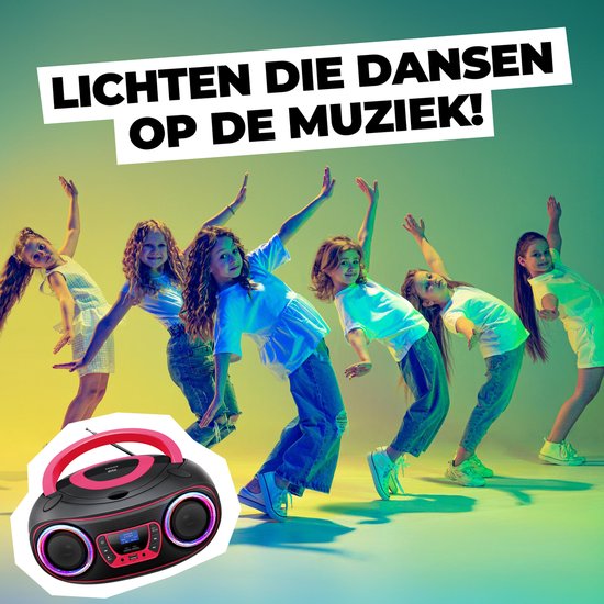 Denver Draagbare DAB Radio CD Speler Kinderen - Bluetooth - Lichteffecten - Boombox - AUX - FM - TDB212PINK