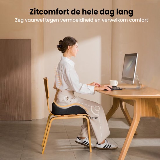 ProtoArc® SC Butterfly Zitkussen – Ergonomisch Orthopedisch Zitkussen – Stoelkussen & Stuitkussen – Memory Foam Wigkussen – Voor Bureaustoel, Auto & Thuis – Ademend & Anti-Slip