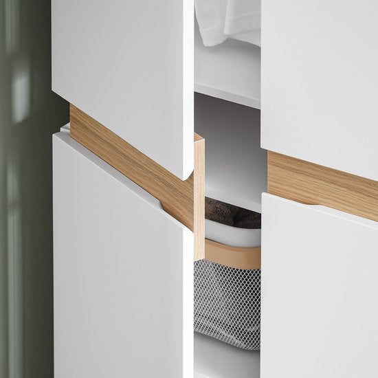 SoBuy KSB01-W Kledingkast, voor volwassenen, slaapkamer, kledingkast, voor slaapkamer, woonkamer, hal, 1 kledingkast, 2 deuren, 5 vakken