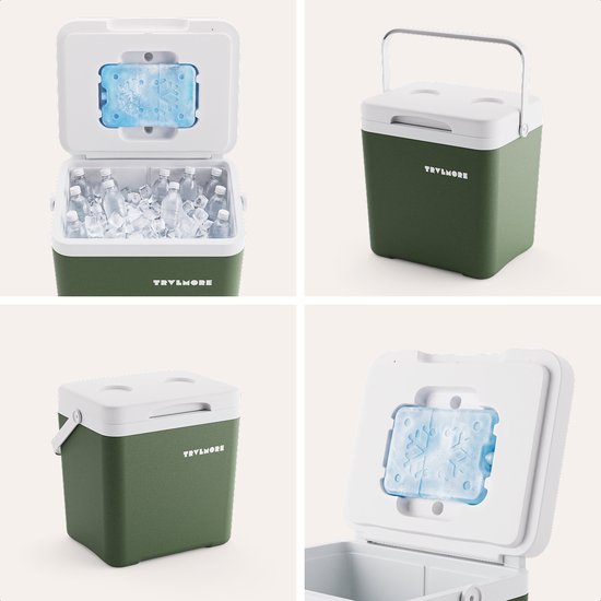 TRVLMORE Koelbox 14L - Frigobox - Inclusief Koelelement - Koelbox Klein - Groen