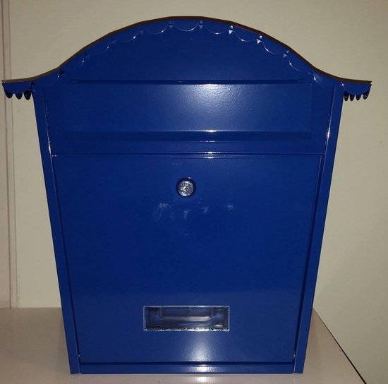 Perel Brievenbus Paris, wandmontage, met naamplaatje, incl. 2 sleutels, afmetingen (H x B x D) 37 x 26.5 x 13.2 cm, blauw