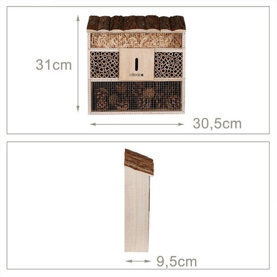 Cadoca Insectenhotel nestkastje 30,5x9,5x31cm