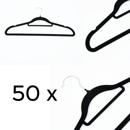 Ceruzo Kledinghangers Zwart – 50 – Anti-Slip – Draaibare Haak