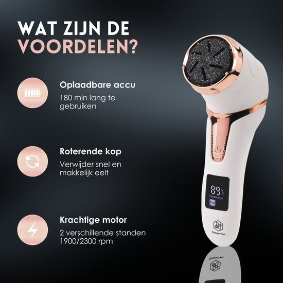 Beeperfect® Elektrische Eeltverwijderaar met Stofzuigsysteem - Voetvijl - Eeltvijl - IPX7 Waterdicht - Inclusief 6 Eeltschijven - Incl. pedicure set