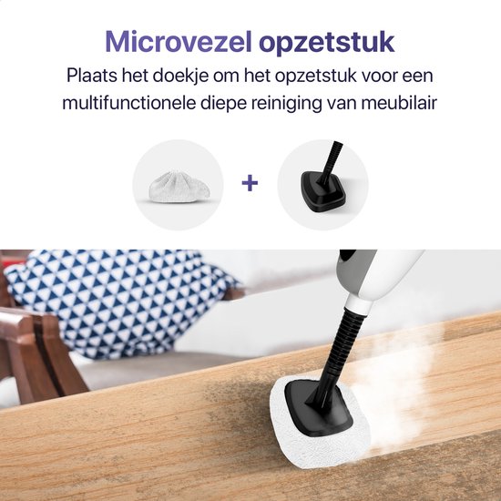 LUMAN 12 in 1 Stoomreiniger Én Handstomer V1 - Tapijtreiniger - Vlekkenreiniger - Met Aanpasbare Stoomkracht - Met 10 Opzetstukken en 3 Microvezeldoeken - Grijs