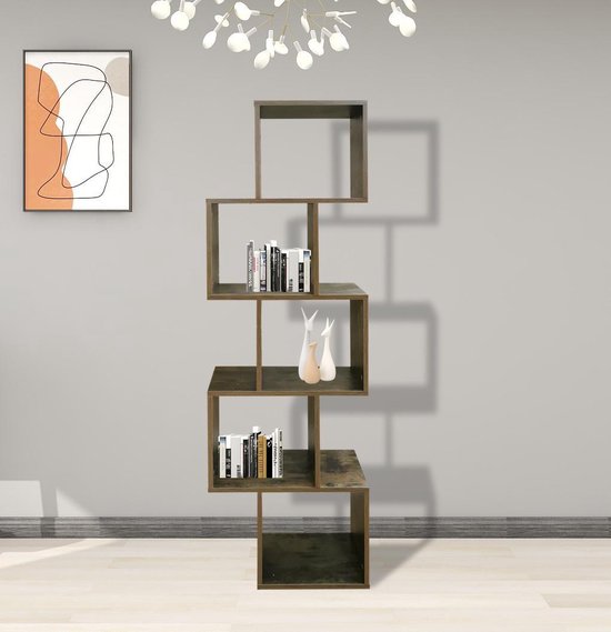 Vakkenkast roomdivider Yoep - gestapeld kubus design - 5 vakken