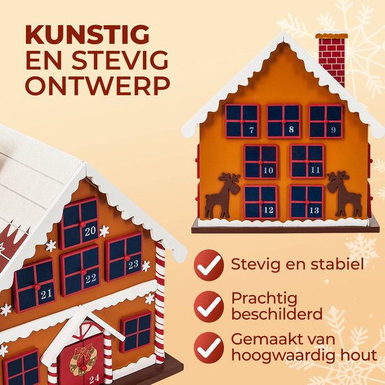 Spielwerk Herbruikbare Adventskalender - Winterhuisje 24 Deuren