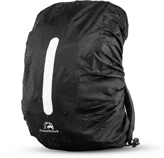 Travelhawk Regenhoes Rugzak - Waterdicht - Backpack Hoes - Reflecterend - 10-20L - Zwart