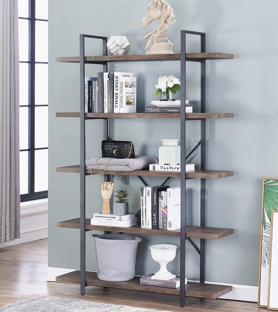 VDD Wandkast - industrieel - metaal/hout - zwart - 140x32x178 cm