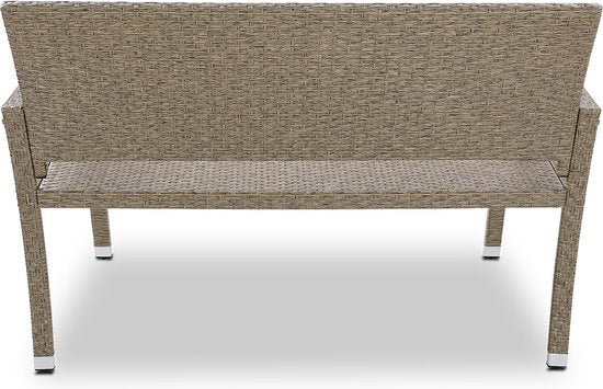 Casaria Polyrattan Tuinbank – 2-Zits UV-bestendig - Beige