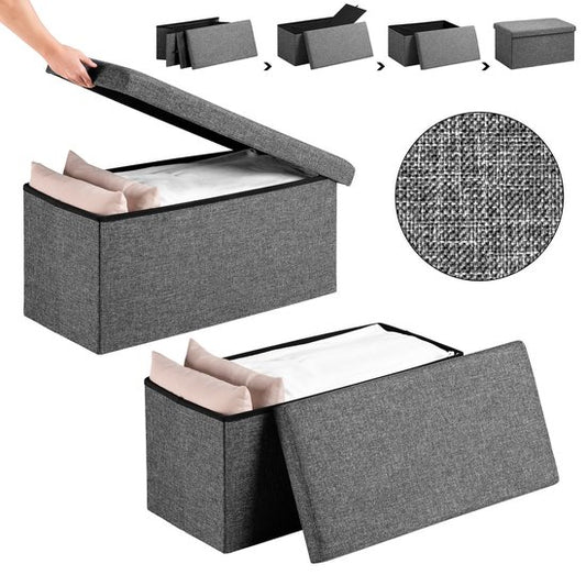 Casaria Opbergbank - 80x40x40cm 100L – Donkergrijs
