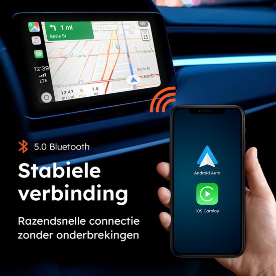 Draadloze CarPlay & android dongle - PRO mini - Apple - Android - Auto - Bluetooth - Draadloos - Wireless - Receiver - AirPlay - Compact - incl USB-C - Skoov