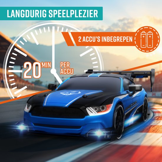 NAPI Bestuurbare RC Auto - Drift Car met 2 Accu’s, LED & Accessoires - 15 km/h - Buitenspeelgoed - Race Autos voor Jongens & Volwassenen - Buiten Speelgoed - Speelgoedauto Radiografisch - Drift King