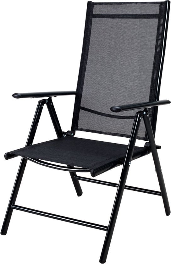 Casaria Aluminium Tuinstoelen - 3 stuks - Inklapbaar - Antraciet - Zwart