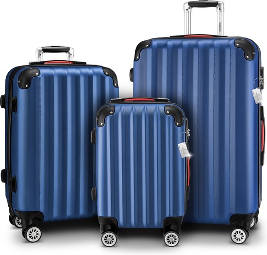 MONZANA Kofferset - Koffer M L XL 3-delig Hardcase Handbagage - Marineblauw