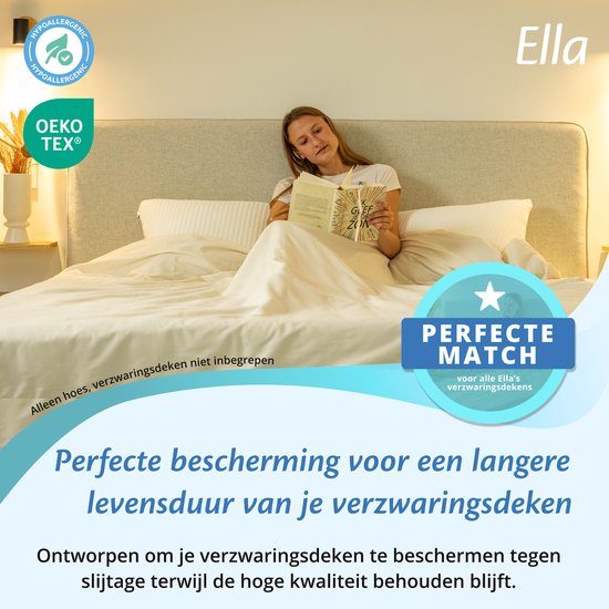 Hoes voor de verzwaringsdeken van EL Life 150 x 200 CM - 7 KG & 9 KG - Overtrek Hoes van 100% biologisch katoen - Organisch Wit
