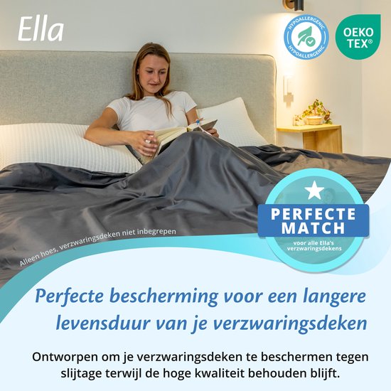 Hoes voor de verzwaringsdeken van EL Life 150 x 200 CM - 7 KG & 9 KG - Overtrek Hoes van 100% biologisch katoen - Antraciet