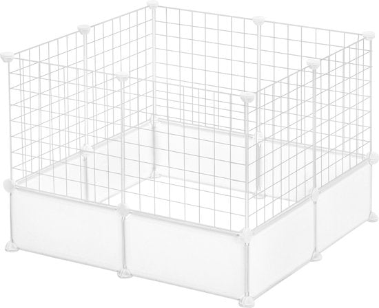 Dierenren XXL - Ren - Verstelbaar - Voor binnen - Puppyren - Kleine dieren - Kittens - Wit - 142 x 71 x 53cm