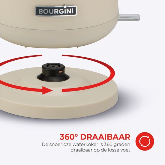 Bourgini Harmony ontbijtset - Beukenhouten elementen - RVS Waterkoker met Broodrooster