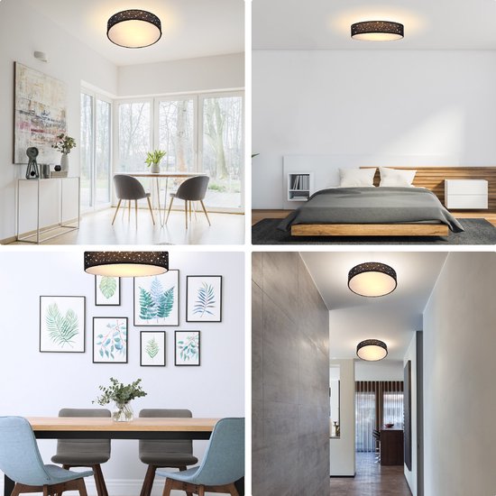 Monzana Plafondlamp - Sterrenhemel Rond 38cm 40 Watt Stof - Zwart