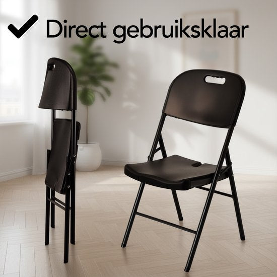 Brixy Klapstoelen – Set van 4 - Vouwstoelenset - Zware Kwaliteit - Weersbestending - Opvouwbare Stoelen - 47 x 54 x 87 CM – Zwart