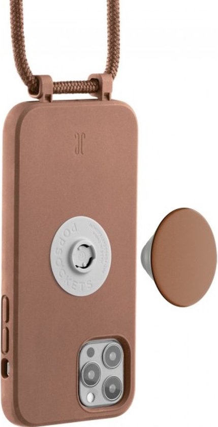 Just Elegance PopGrip Backcover Hoesje - Geschikt voor Apple iPhone 14 - Gsm case - Brown Sugar