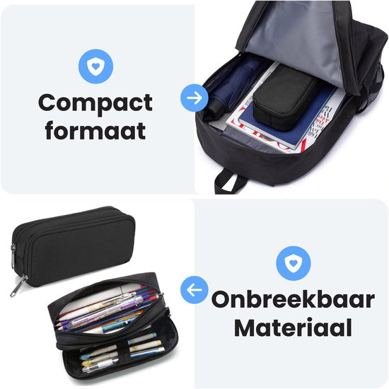 Diydash Etui - Pennenzak - Pennenetui - Schooletui - Grote Etui - Schoolspullen - Trousse Scolaire - Voor meisjes, jongens en volwassenen - Zwart