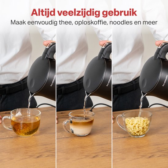 AoraKitchen Waterkoker - LED Touchscreen - Instelbare Temperatuurregeling - Waterkokers - 1.7L - Elektrisch - Cool Touch - Zwart
