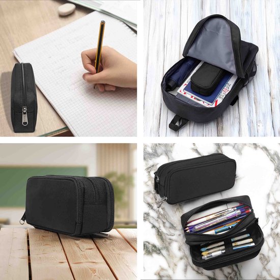 Diydash Etui - Pennenzak - Pennenetui - Schooletui - Grote Etui - Schoolspullen - Trousse Scolaire - Voor meisjes, jongens en volwassenen - Zwart
