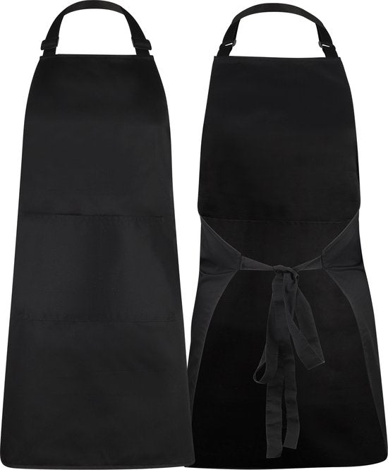Keukenschort - Water- en vuilafstotend - Professioneel Kookschort - Schort voor Dames en Heren - Horeca Sloof - Unisex - Verstelbare Gesp - Extra Grote Vakken - Zwart