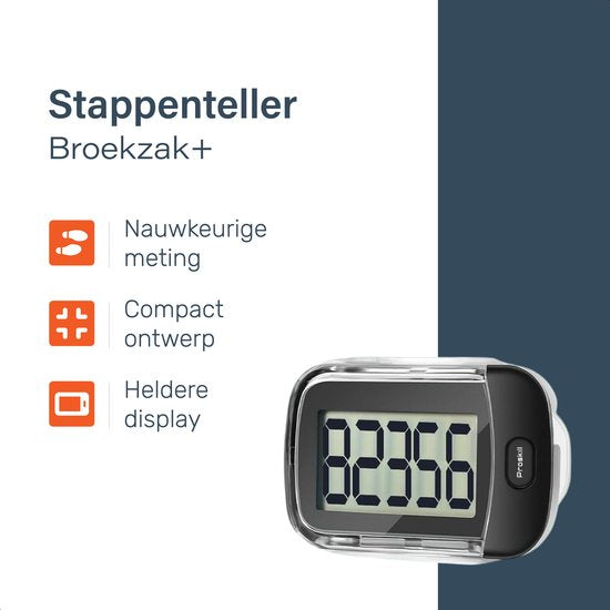 Proskill Stappenteller met Clip - Eenvoudige activity tracker - Broekzak -Geschikt voor dames, heren & kinderen - Wandelen & fitness