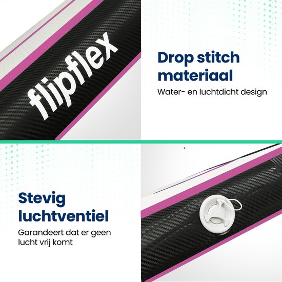Flipflex Airtrack - Turnmat - 4 Meter - 20cm Dik - Gymnastiekmat - Inclusief 600W Miniblower - Met Luxe Draagtas - Turnen
