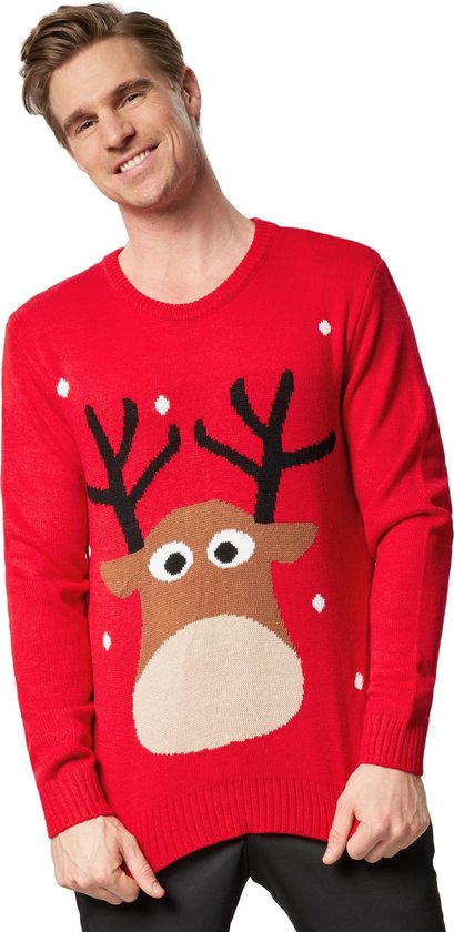 Dressforfun Kersttrui sympathiek rendier XXL - verkleedkleding kostuum halloween verkleden feestkleding carnavalskleding carnaval feestkledij partykleding - 303394